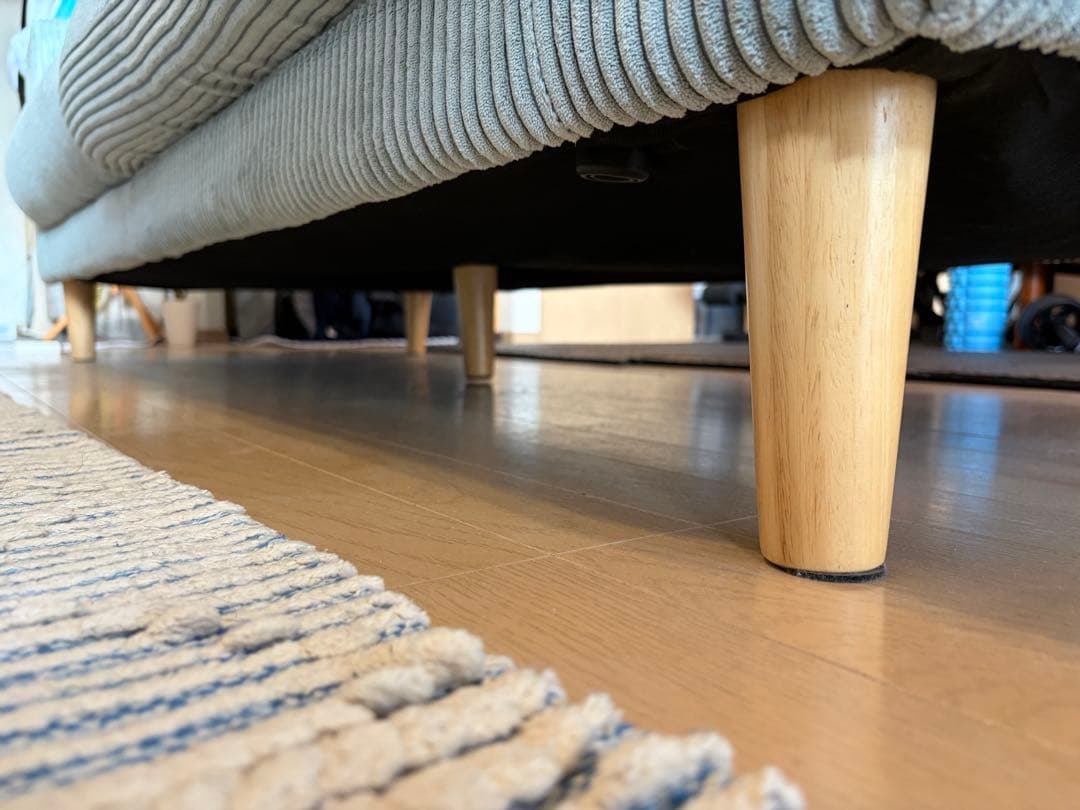 西海岸、北欧、南国、ハワイ系2人、3人掛けコーデュロイソファ希少水色　定価12万