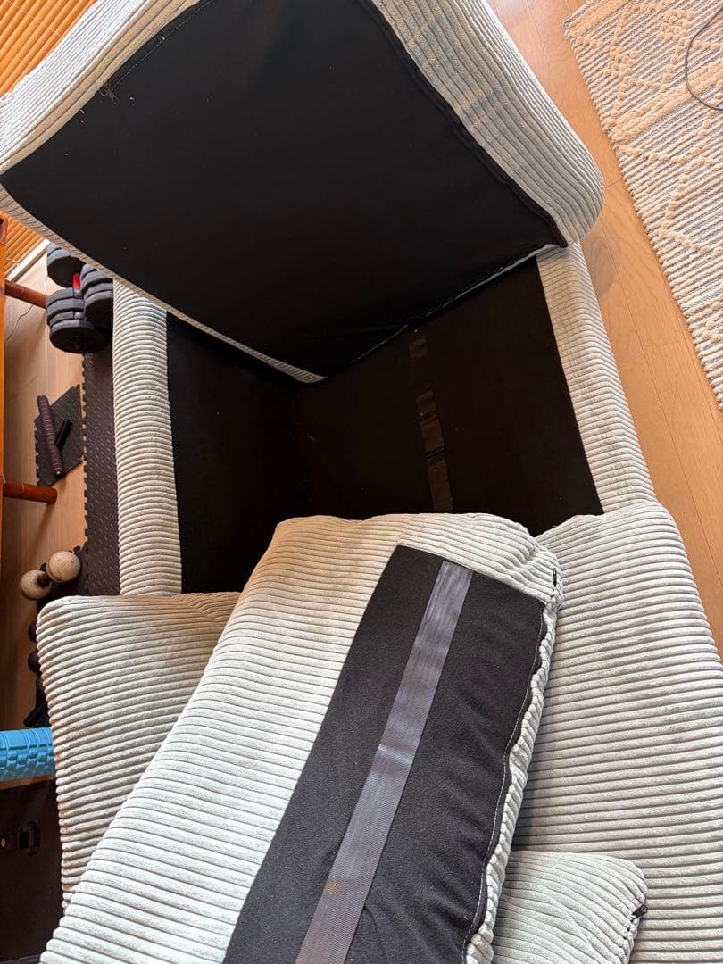 西海岸、北欧、南国、ハワイ系2人、3人掛けコーデュロイソファ希少水色　定価12万