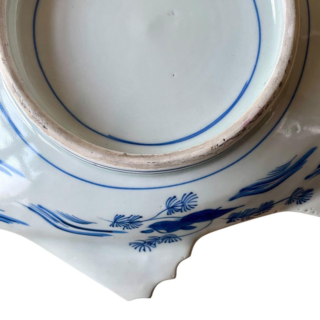 希少】明治 染付 鯛形皿 恵比寿様 大黒天 検)骨董 古美術 古伊万里