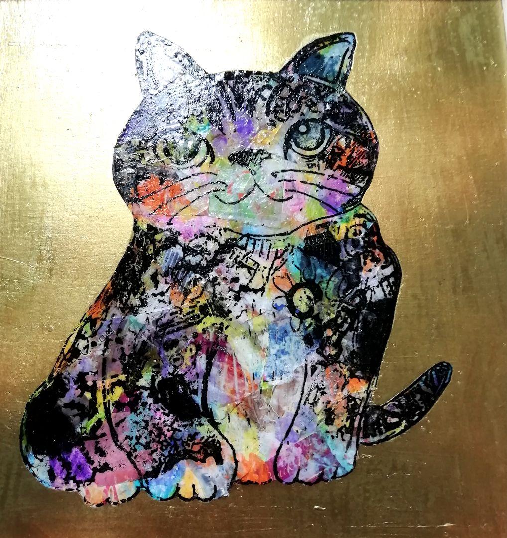 依頼者優先作品3 猫の額付き銅版画　回想ニャンコ