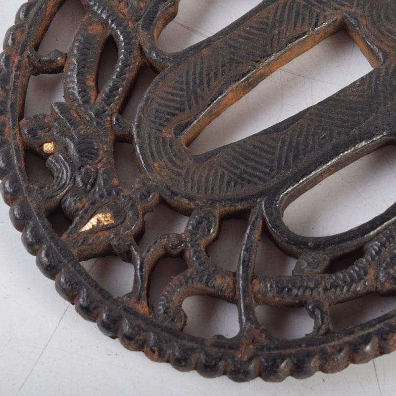 武具 刀装具 古鉄鍍金 龍彫 鍔 時代箱 C 9213 - メルカリ