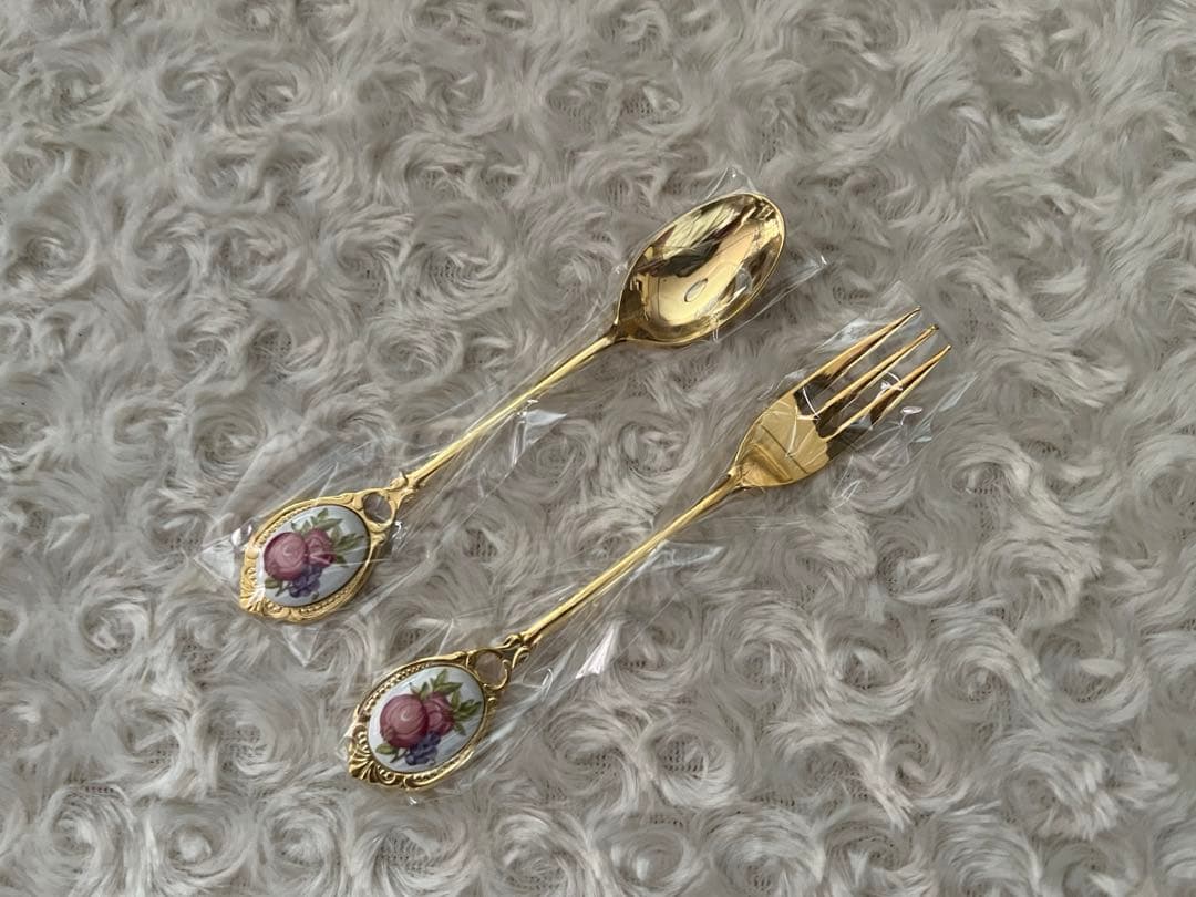 エインズレイ　陶器の装飾　カトラリーセット　スプーン＆フォーク〈10本セット〉