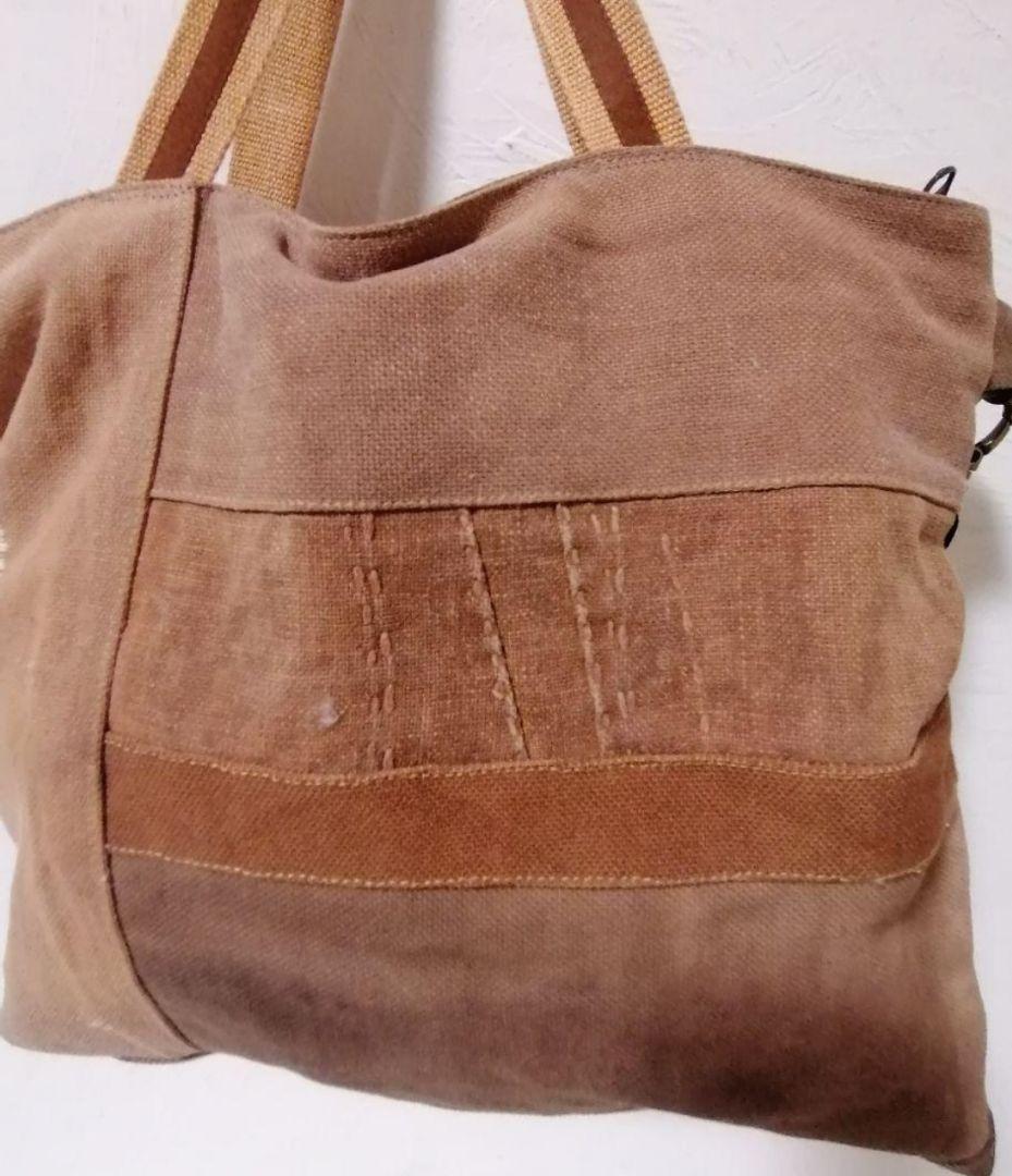 柿渋染め酒袋 古布リメイク A4対応 2wayトートバッグ 斜めがけ可