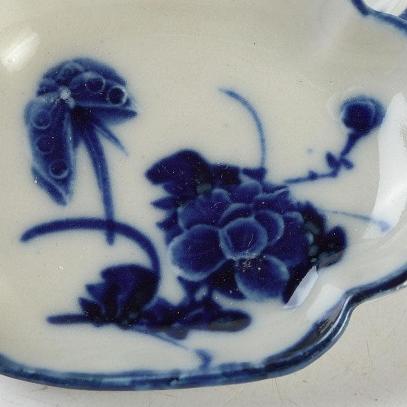 和食器　茶懐石　染付　花蝶文　手塩皿　六客　在銘　時代箱　V　9355