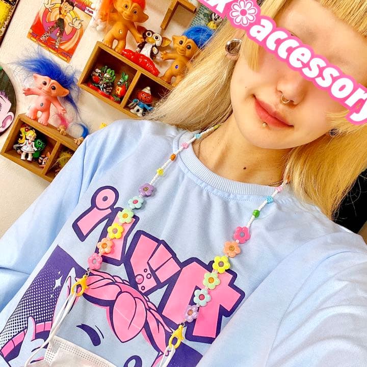 ms-12(5)】マスクチェーン ストラップ❁カラフル お花 個性的 派手