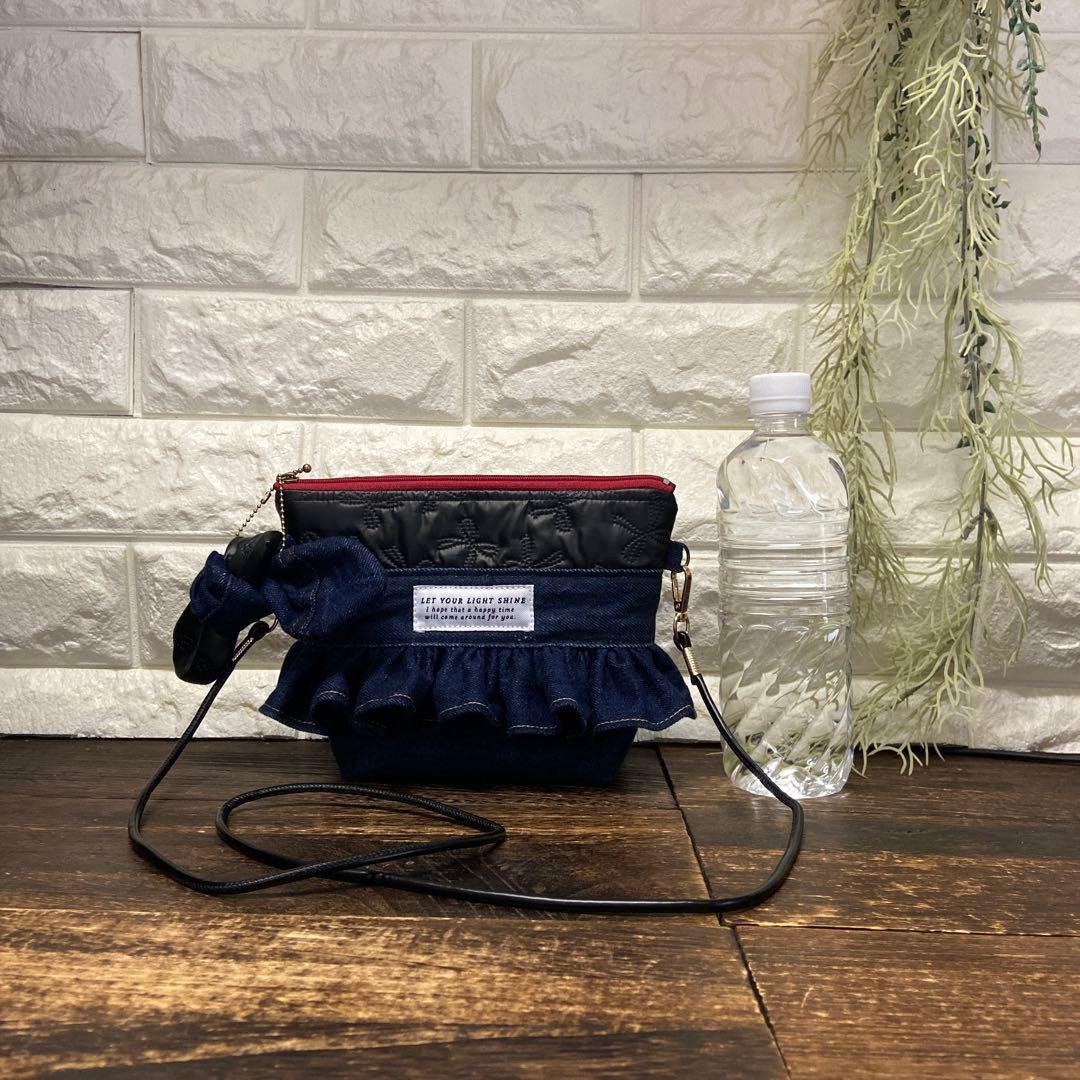 253コロ葱（マロ）♡デニムリメイク⭐️フリル⭐️ショルダーバッグ⭐️ポーチ