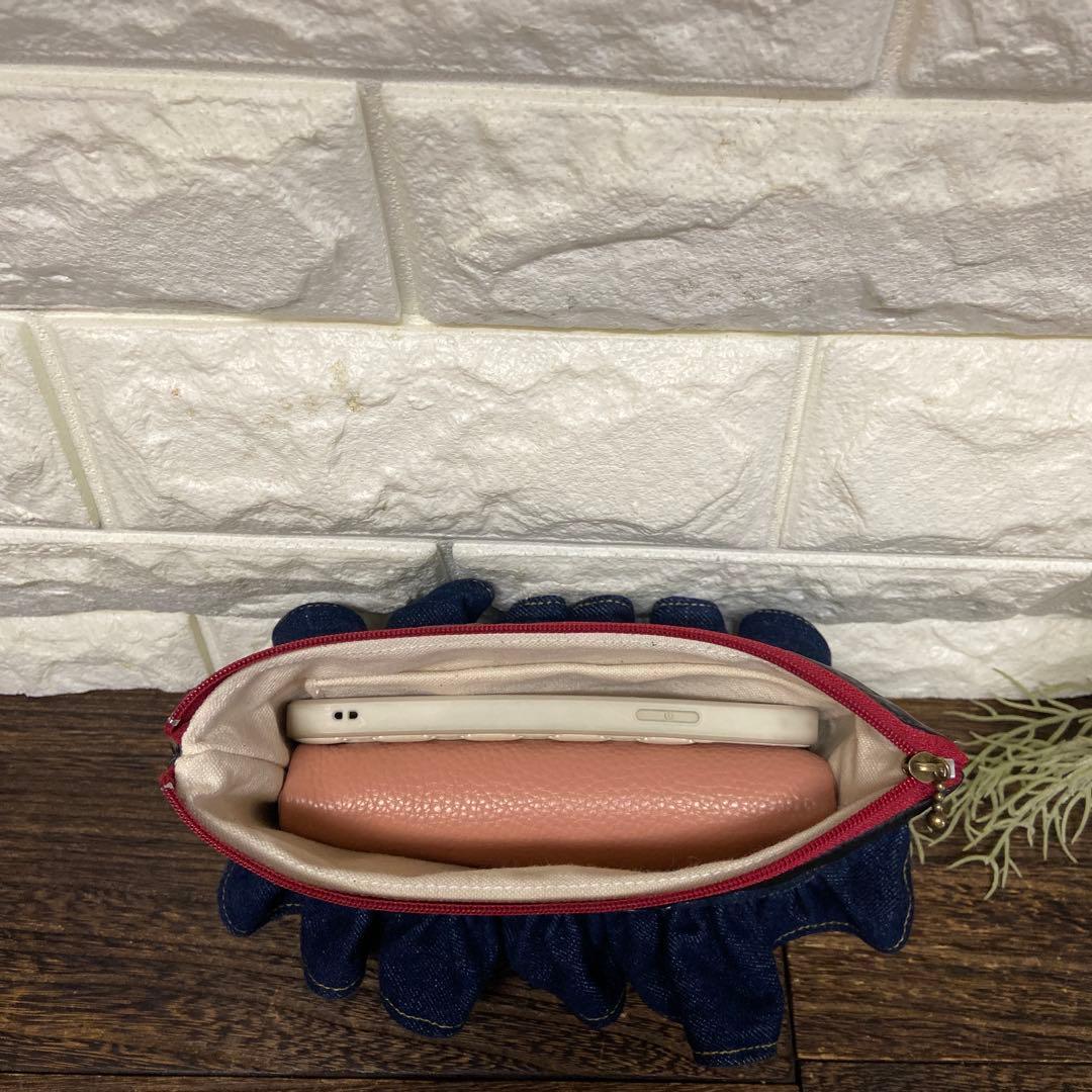 253コロ葱（マロ）♡デニムリメイク⭐️フリル⭐️ショルダーバッグ⭐️ポーチ