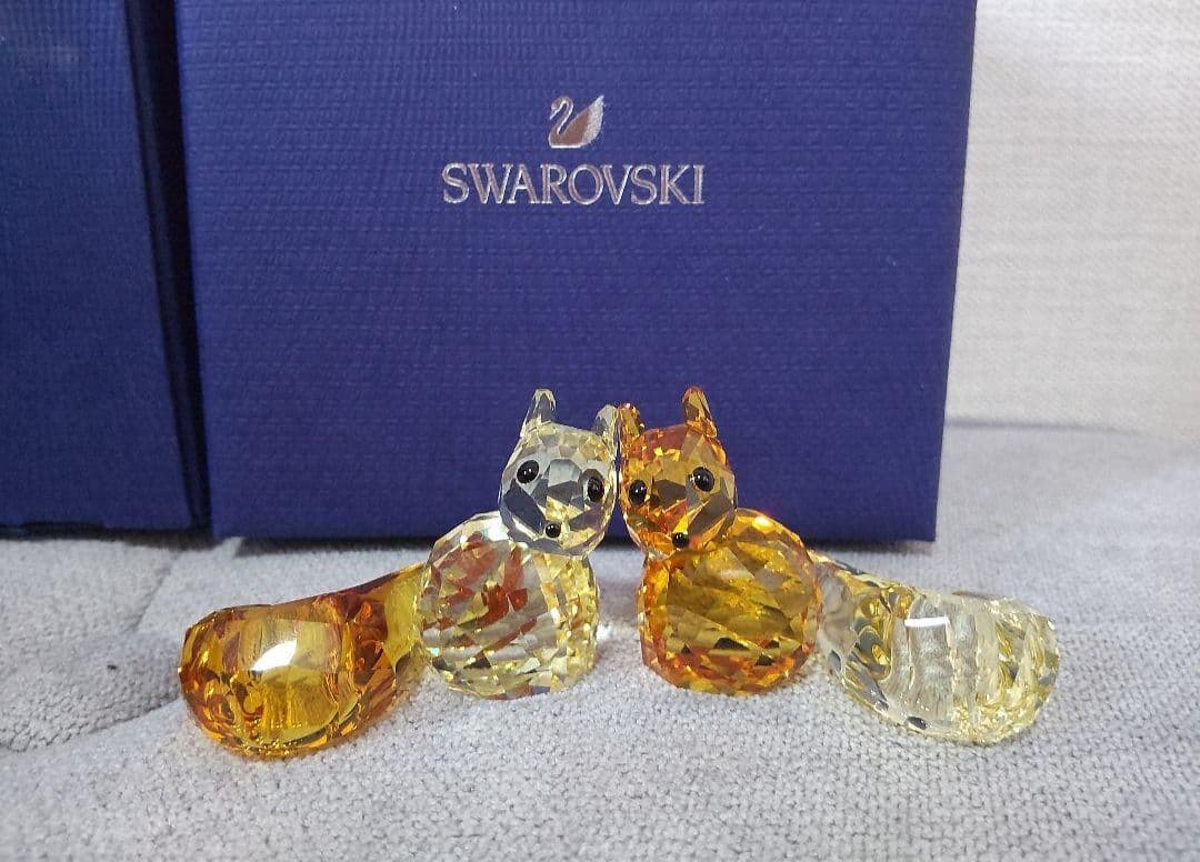 Swarovski　リス　置き物　ペア　フィギュリン　クリスタル