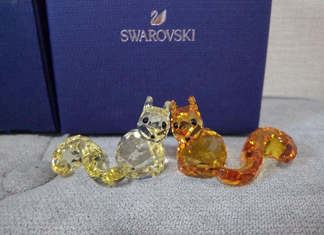 Swarovski　リス　置き物　ペア　フィギュリン　クリスタル