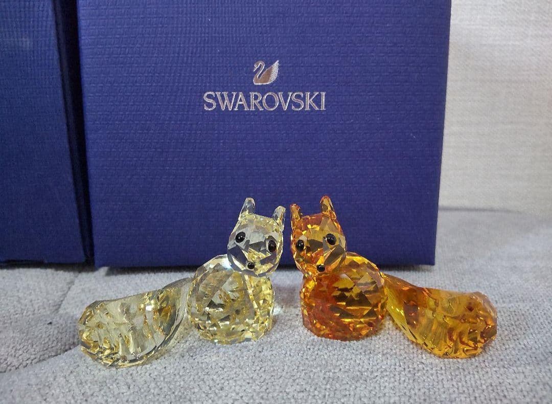 Swarovski　リス　置き物　ペア　フィギュリン　クリスタル