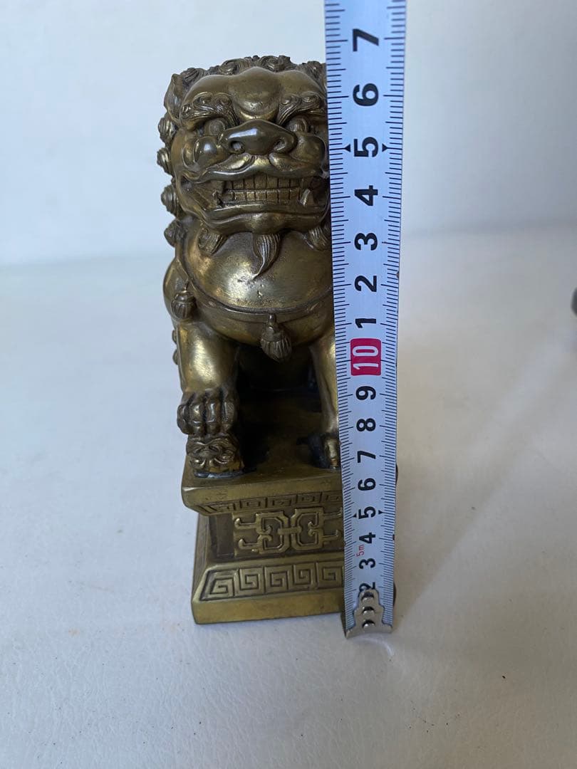 獅子　置物　銅製　風水　魔除け　金運　財運　シーサー　狛犬