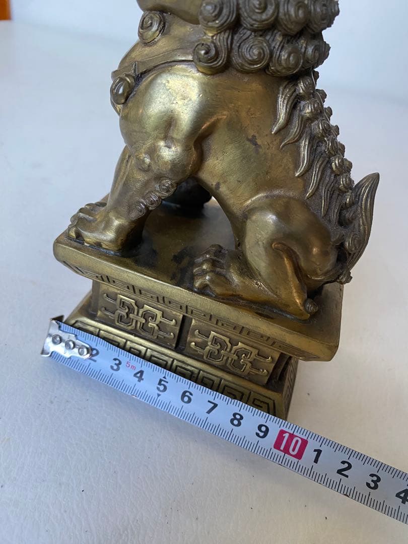獅子　置物　銅製　風水　魔除け　金運　財運　シーサー　狛犬
