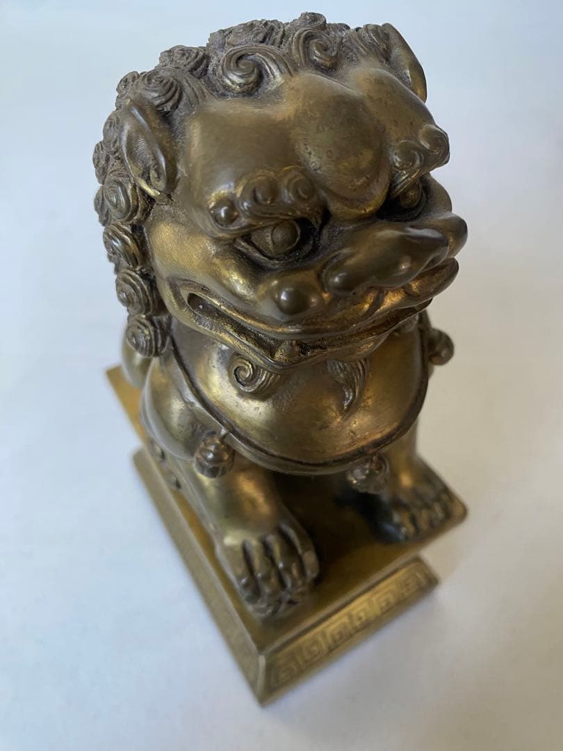 獅子　置物　銅製　風水　魔除け　金運　財運　シーサー　狛犬