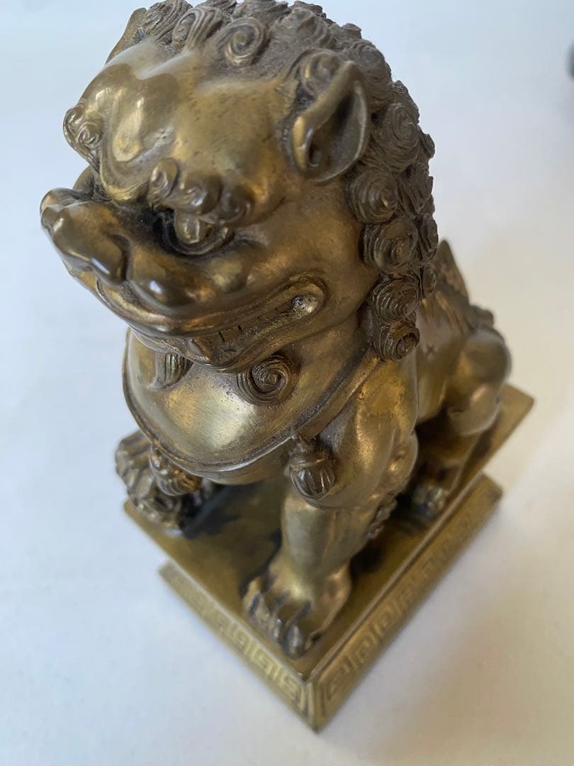 獅子　置物　銅製　風水　魔除け　金運　財運　シーサー　狛犬