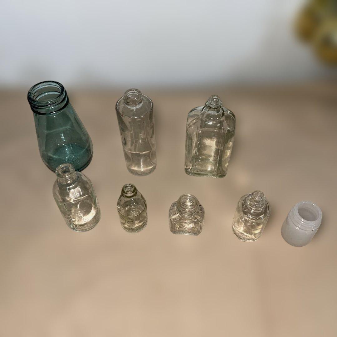 MR-447A ガラス瓶 8個セット 透明・青色　レトロアンティークコレクション