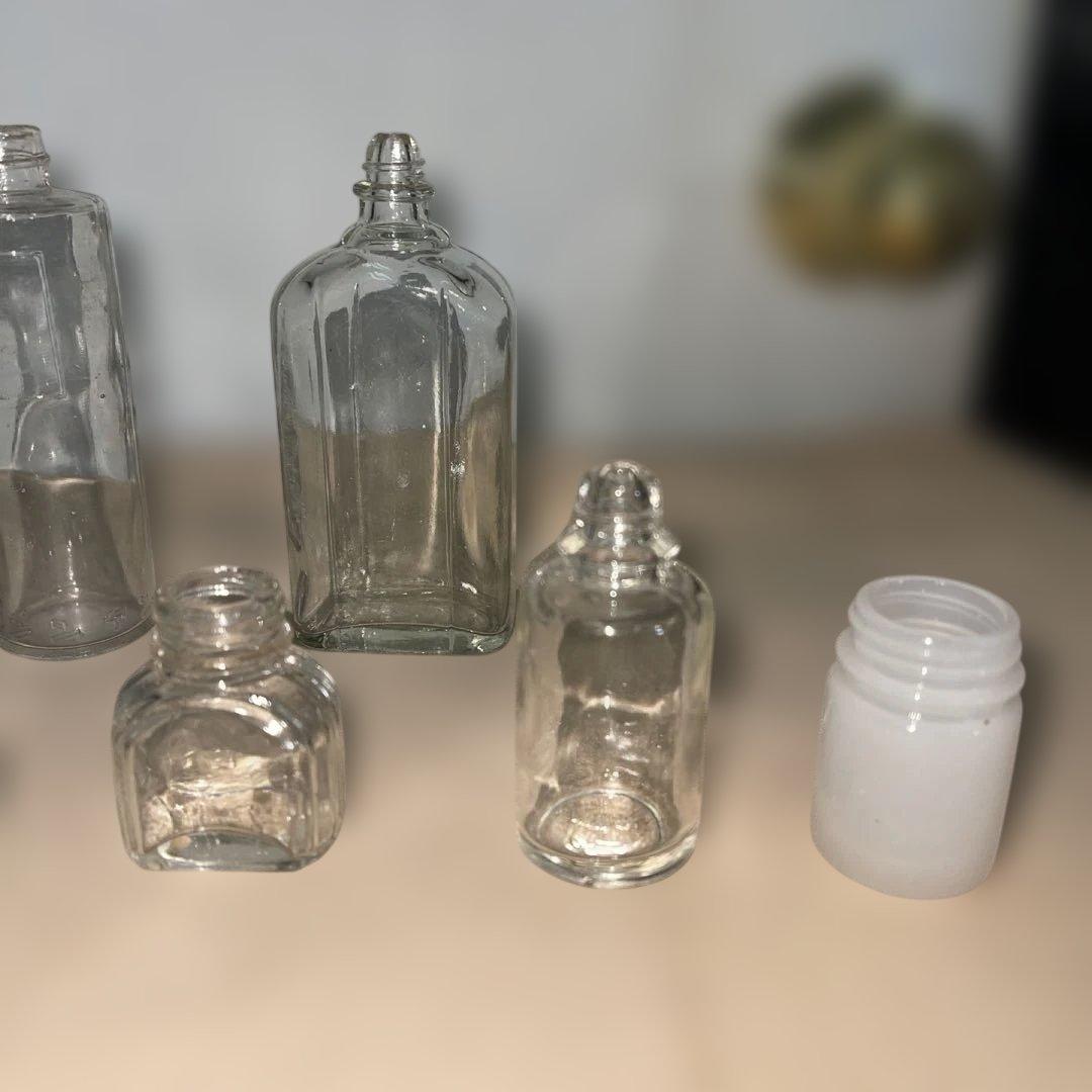 MR-447A ガラス瓶 8個セット 透明・青色　レトロアンティークコレクション