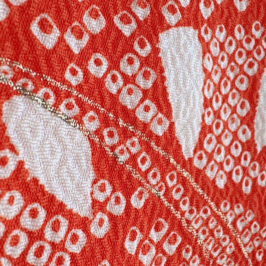 フルセット　七五三　7歳女の子　しぼり柄　金プリント　金糸　緑袋帯　流水7068