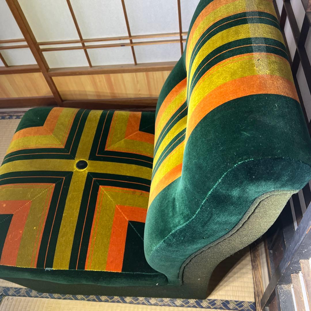 レトロ　モケット　1人掛けソファ