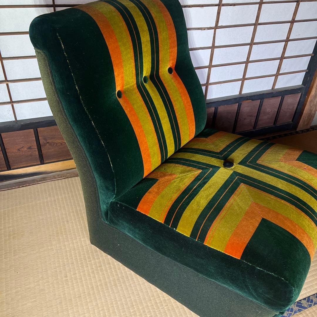 レトロ　モケット　1人掛けソファ