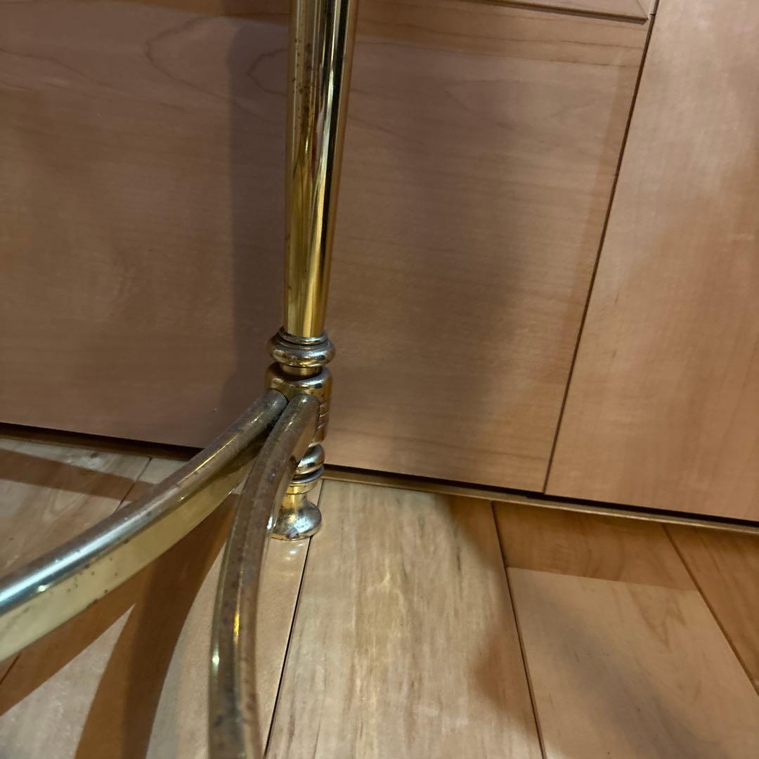 黒透明ガラス天板のサイドテーブル　アンティーク