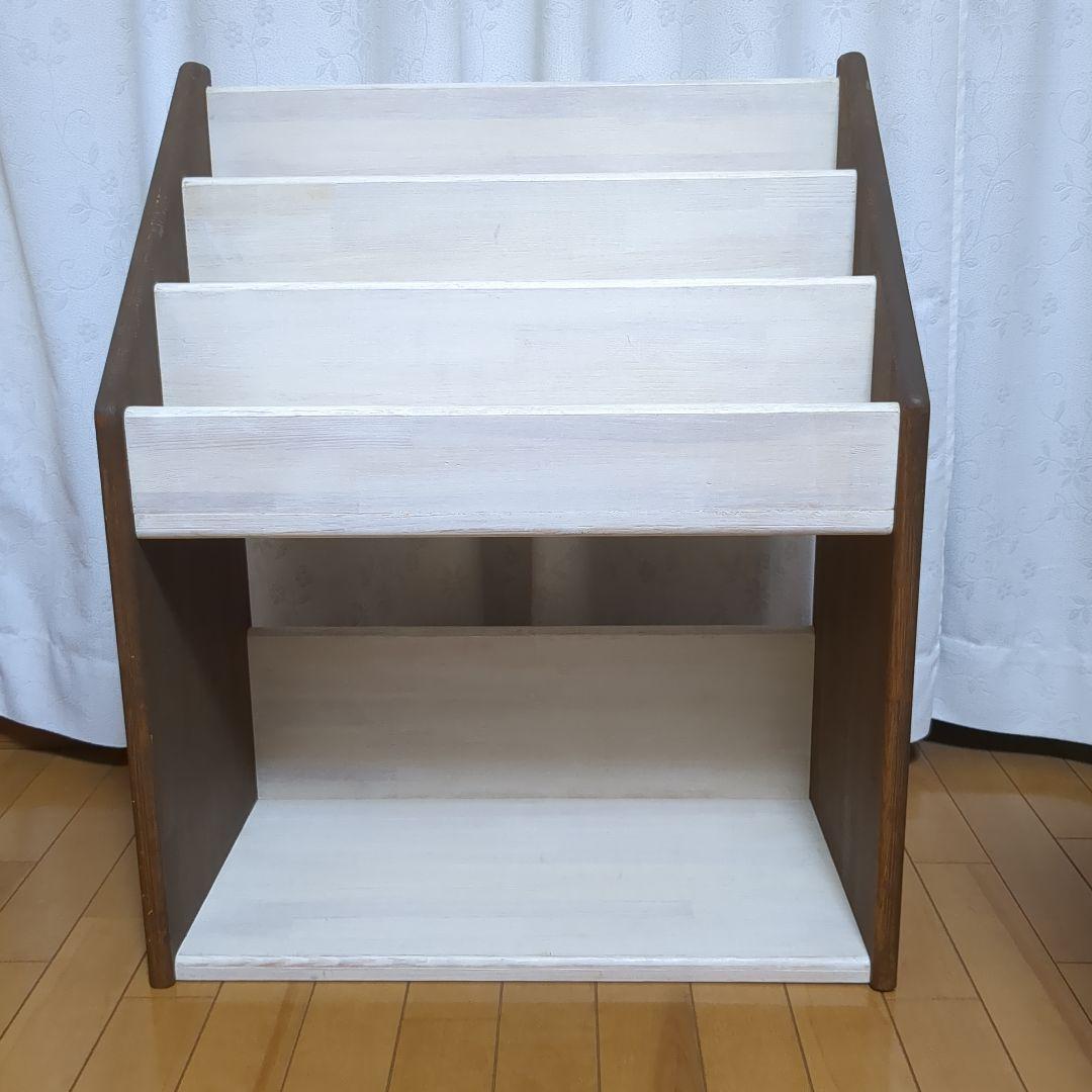 カントリー家具 フレンチカントリー 木製マガジンラック 絵本棚 本棚 シェルフ