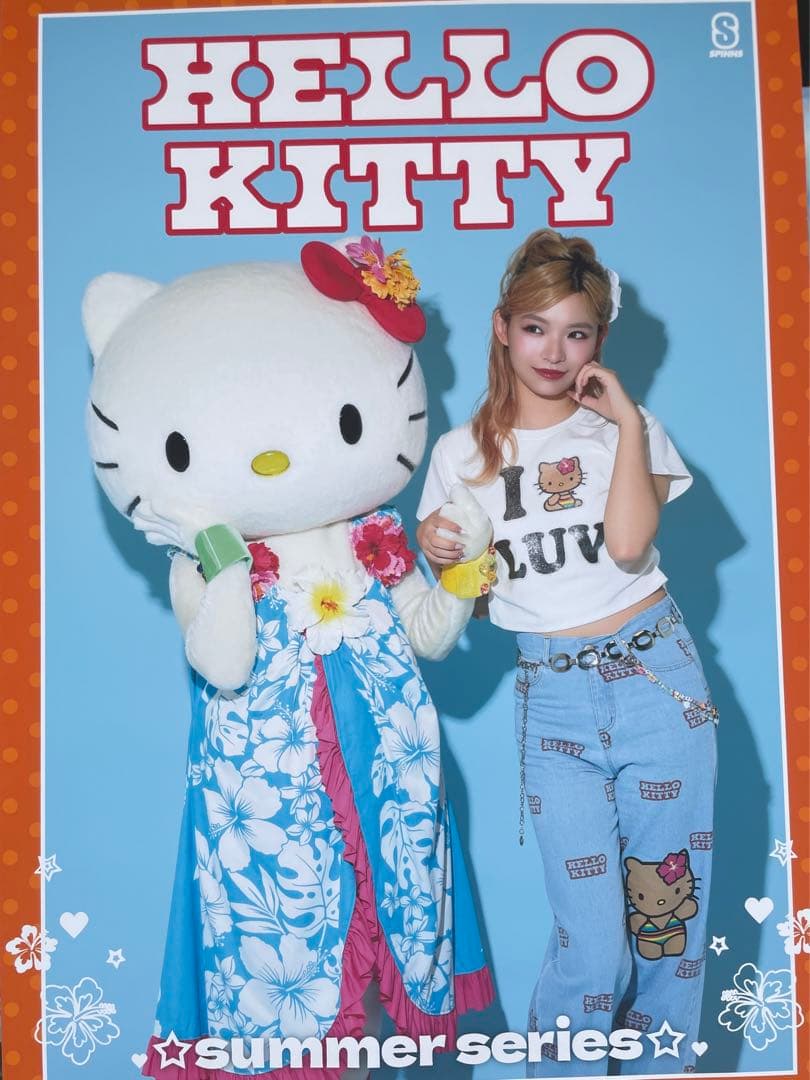 日焼けキティ❤️ハローキティ×SPINNSサマーシリーズ 総柄デニム