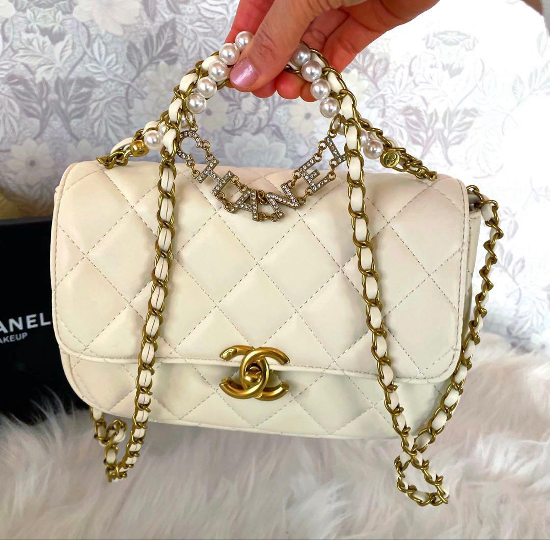 CHANEL ホワイト チェーンショルダーバッグ ノベルティ - メルカリ