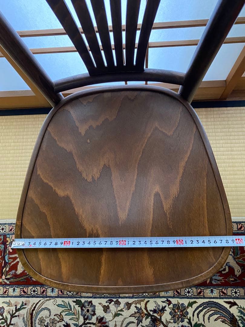 ブラウン 木製 スラットバックチェア(B) フランスベッド製