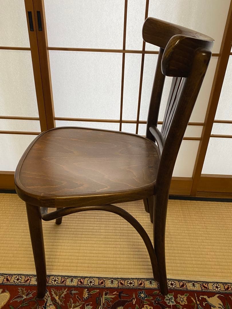 ブラウン 木製 スラットバックチェア(B) フランスベッド製