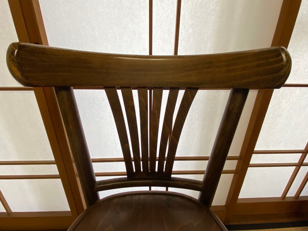 ブラウン 木製 スラットバックチェア(B) フランスベッド製