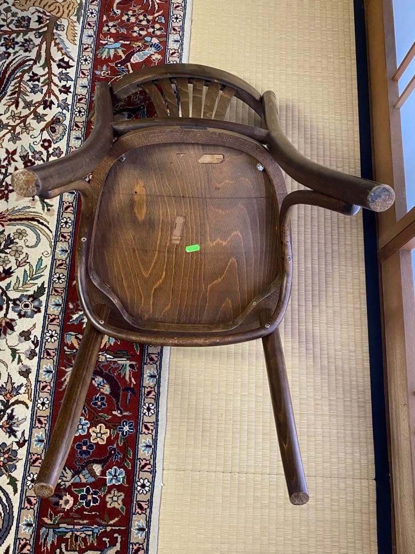 ブラウン 木製 スラットバックチェア(B) フランスベッド製