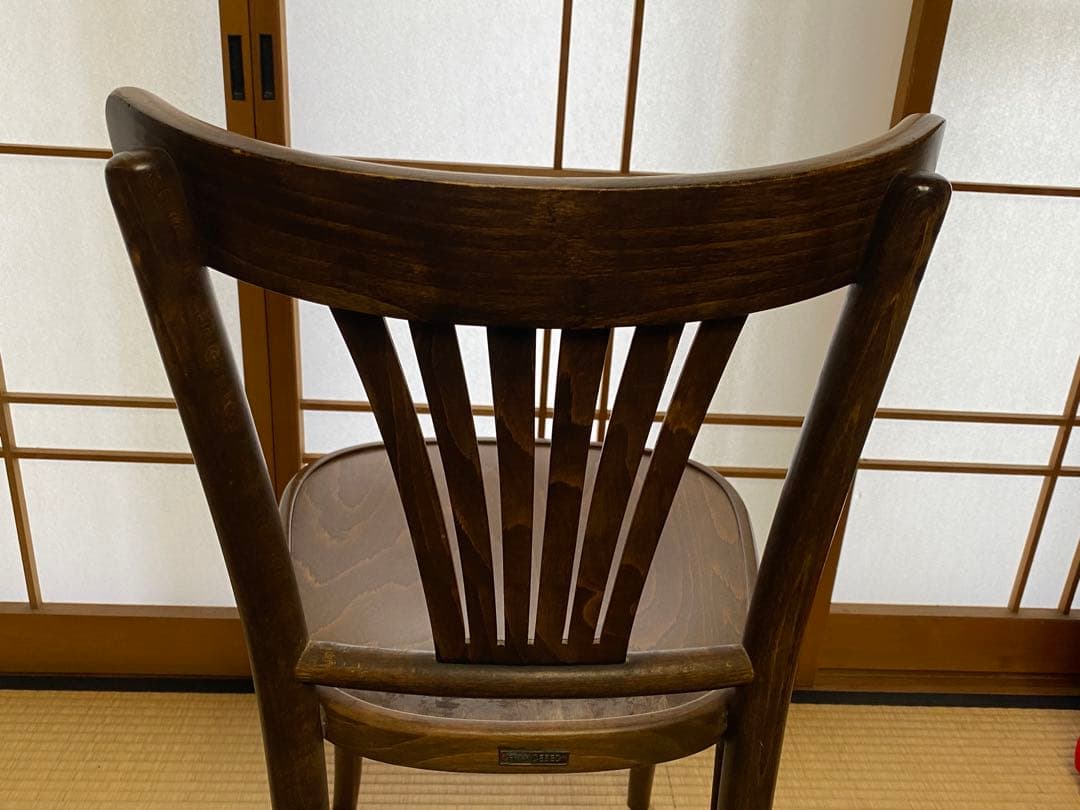 ブラウン 木製 スラットバックチェア(B) フランスベッド製