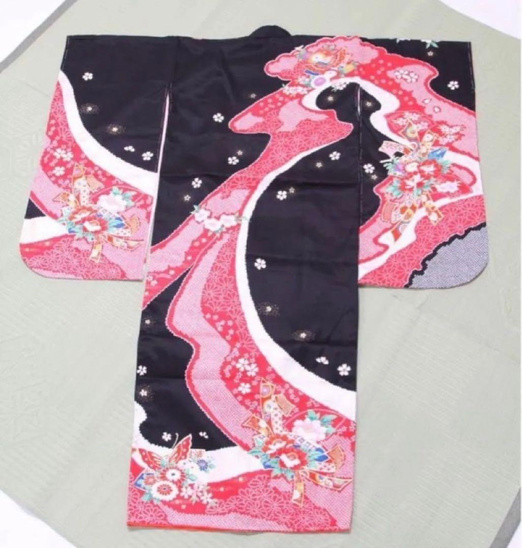 七五三7歳用正絹四つ身着物 帯 箱背子セット