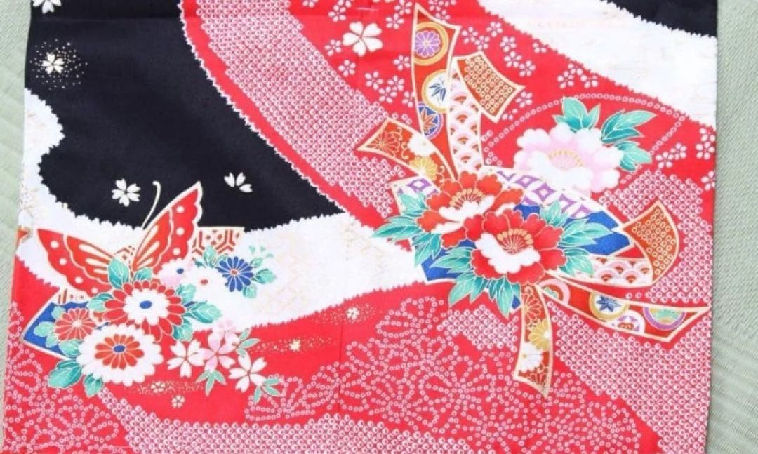 七五三7歳用正絹四つ身着物 帯 箱背子セット