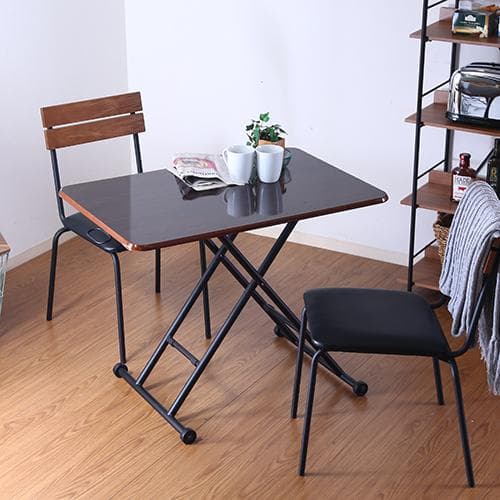 【新品・送料無料】【完成品】ガス昇降式テーブル PU 幅90cm ブラウン