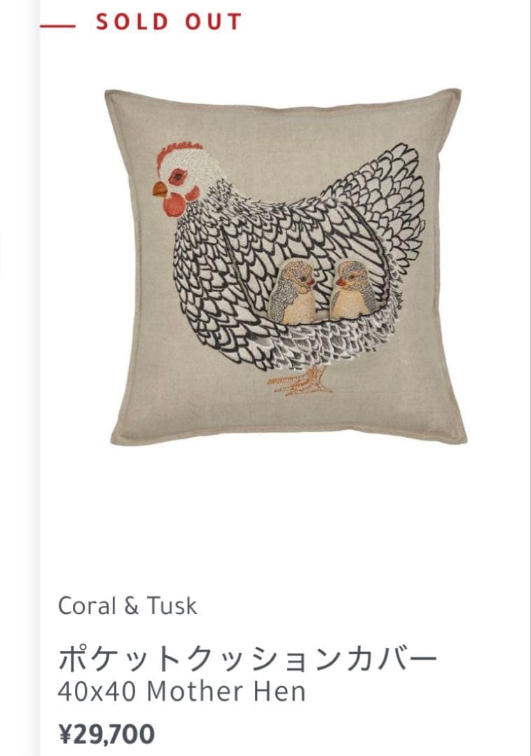 コーラルアンドタスク　ポケットクッションカバー　40×40cm