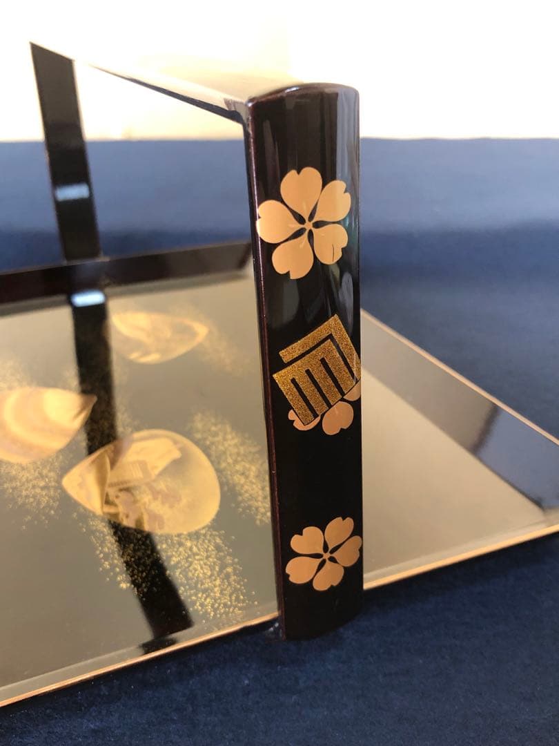 《R》黒塗縁金 梨地 源氏香貝蒔絵 手付盆 大小 入れ子 251225か3