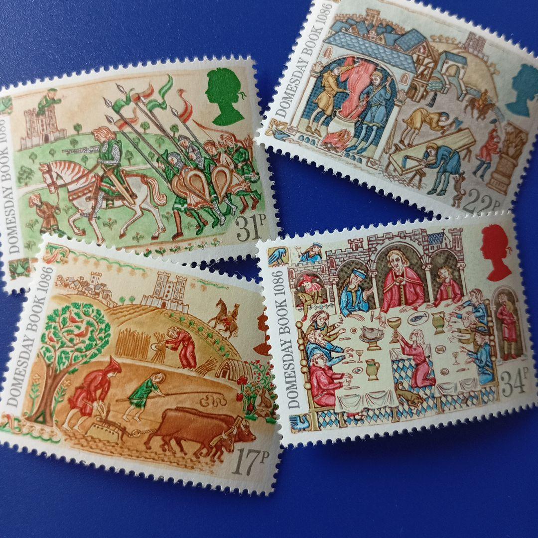 9603 外国切手 イギリス ドゥームズデイ・ブック 中世の生活 4V - メルカリ