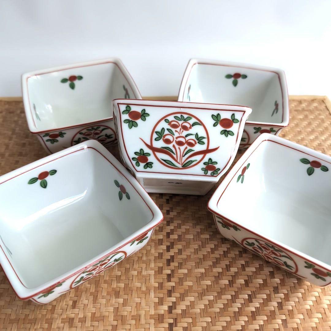 たち吉 赤絵花鳥 小鉢 角鉢 5客組 未使用品 - メルカリ