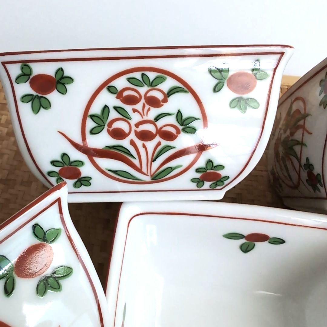 たち吉 赤絵花鳥 小鉢 角鉢 5客組 未使用品 - メルカリ