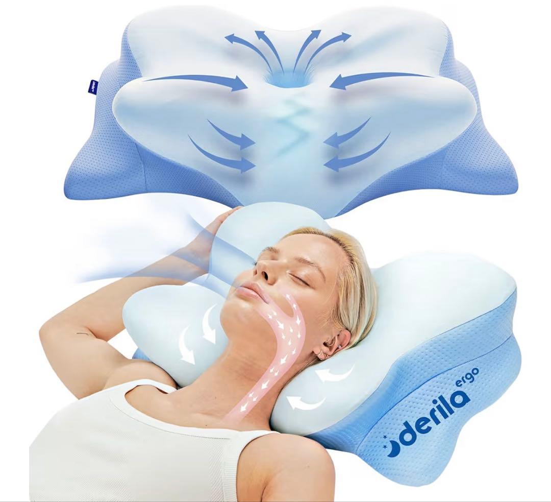 デリラエルゴ　Derila Ergo頚椎ネックピロー 輪郭形状記憶 横向き寝枕①