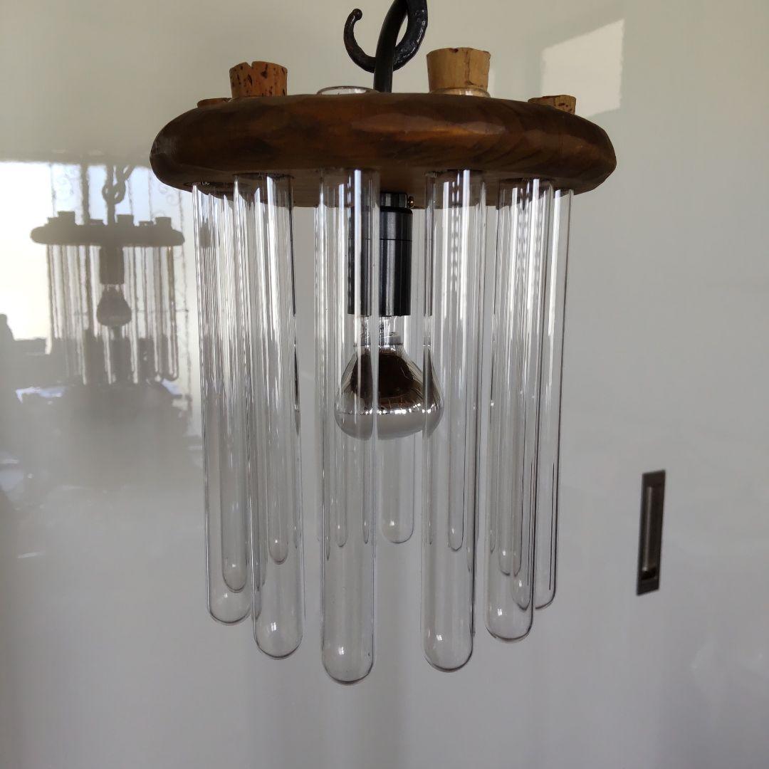 【最終お値下げ】試験管×木製　照明　ペンダントライト　木工作家