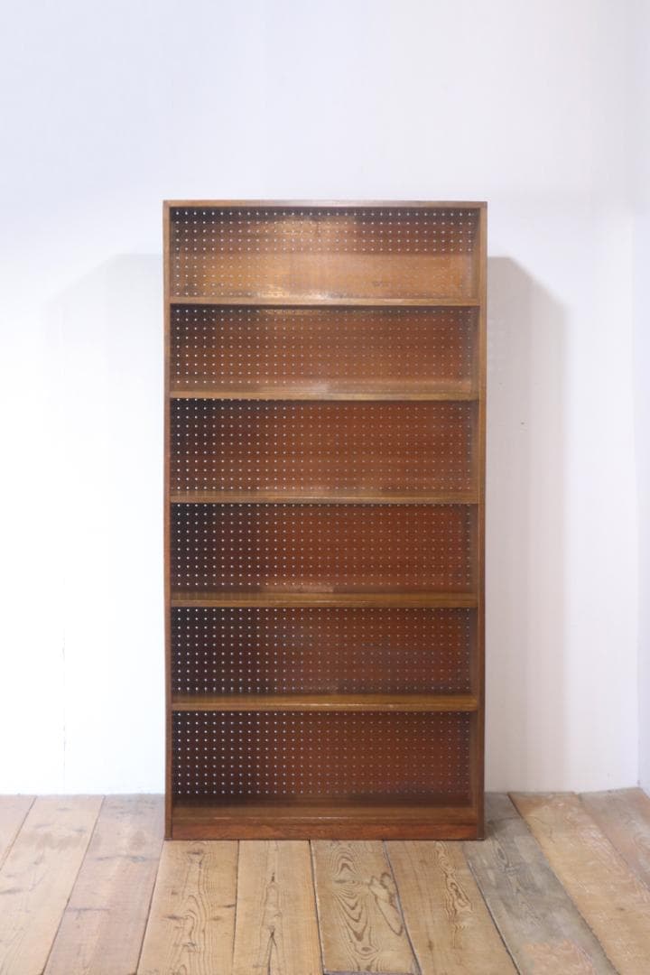 レトロ 本棚 ラック ディスプレイ 飾り棚 食器棚 収納 ラワン材 ペグボード