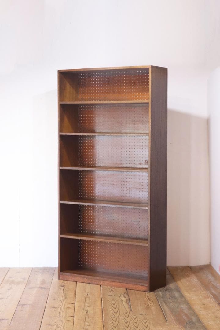 レトロ 本棚 ラック ディスプレイ 飾り棚 食器棚 収納 ラワン材 ペグボード