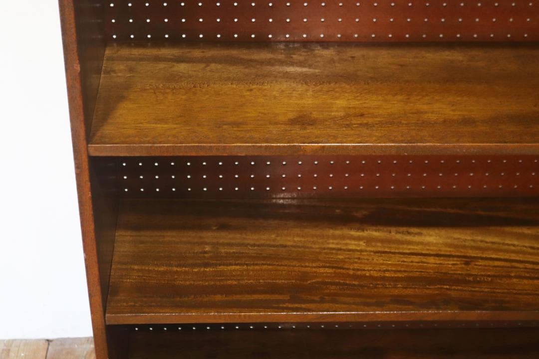 レトロ 本棚 ラック ディスプレイ 飾り棚 食器棚 収納 ラワン材 ペグボード