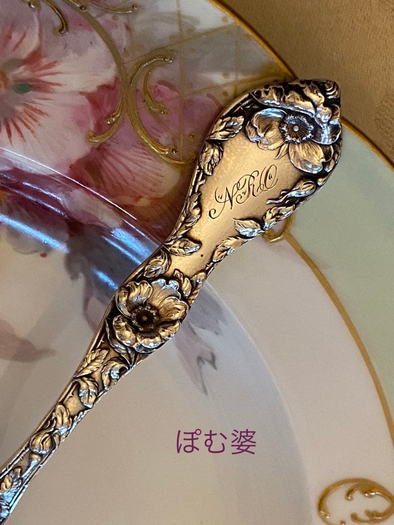 【リード＆バートン】純銀 スターリング／ティースプーン「レ・サンク／深彫り」３本