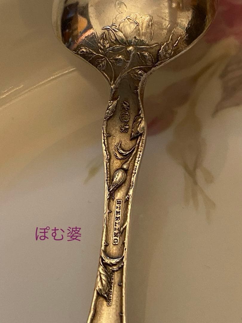 【リード＆バートン】純銀 スターリング／ティースプーン「レ・サンク／深彫り」３本