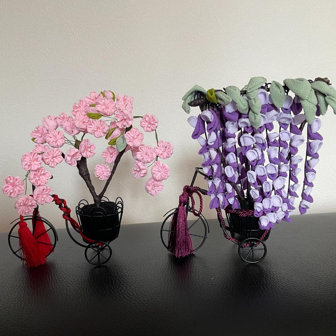 新年　藤の花　インテリア　つまみ細工　ちりめん　和風　飾り　花見　見舞い　フジ