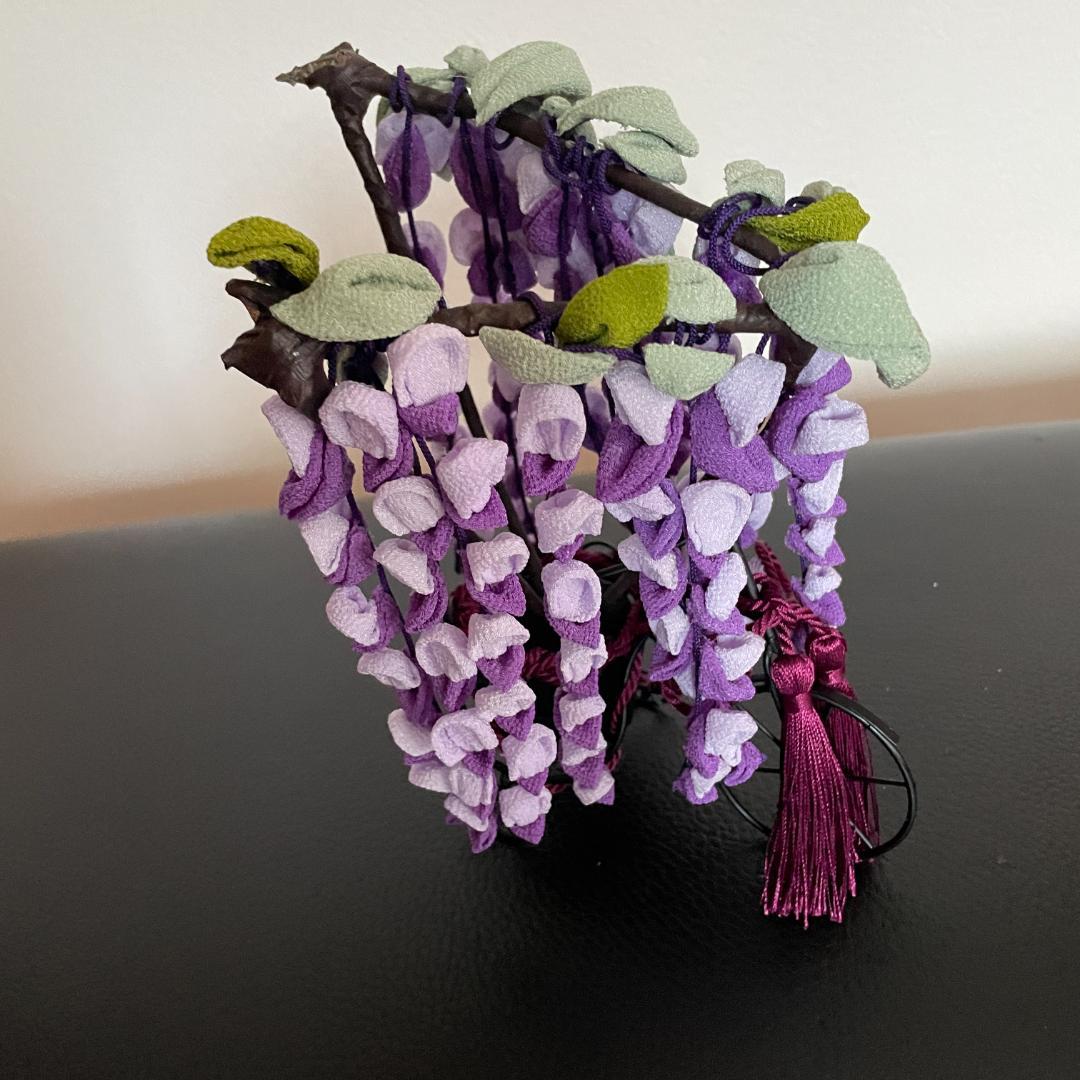 新年　藤の花　インテリア　つまみ細工　ちりめん　和風　飾り　花見　見舞い　フジ
