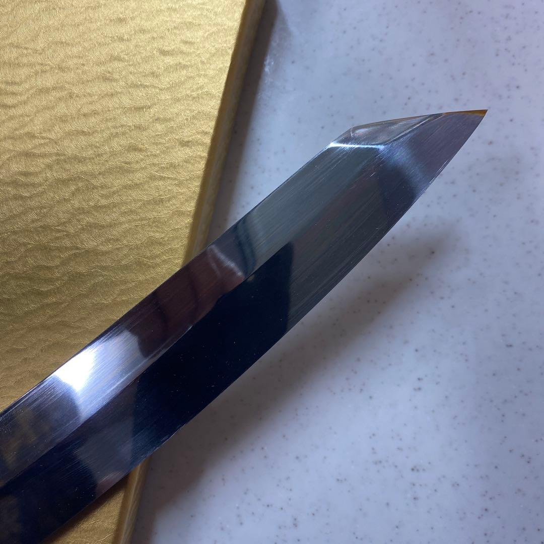 本焼包丁　城山刃物　切付柳刃超鋼スーパー本焼き包丁全鏡面　反り付き